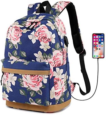 Women Backpack Travel Laptop Backpack with USB Charging Port, Camping Daypack Shoulder Bag Fashion Causal Rucksack College Bookbag