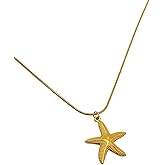 Sea Star Necklace Multiple Colors Summer Coastal Beach Ocean Style Starfish Pendant Stainless Steel Jewelry Gift