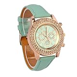Bracelet Watch,Vovotrade Vogue Women Crystal Dial Quartz Analog Leather Watch Mint Green