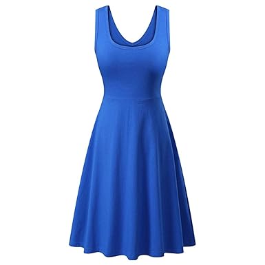Vintage Sommerkleid Traeger mit Flatterndem Rock Damen Ärmelloses Beiläufiges Strandkleid Sommerkleid Tank Kleid Ausgestellte