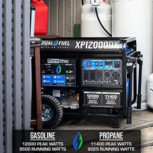 DuroMax XP12000DX 12,000Watt/9,500Watt 457cc Electric Start Dual Fuel