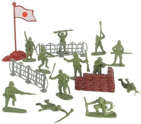 WWII - Japanese Infantry Plastic Army Men: 38 piece set of 54mm Soldier Figures with Accessories - 1:32 Scale by Hing Fat