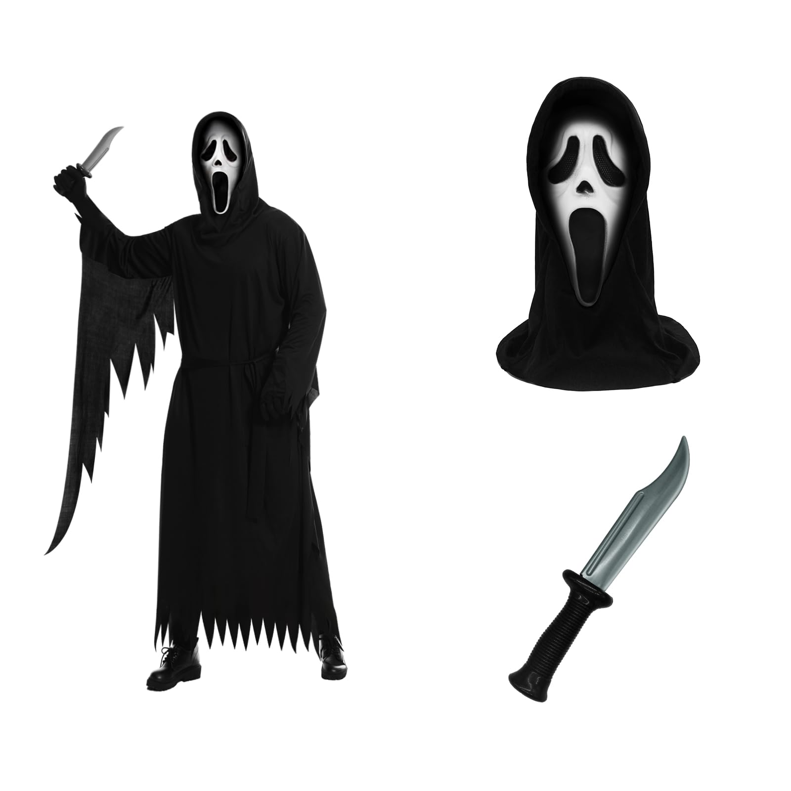 Scream Costume With Mask Knife Prop And Gloves Scream Costume For Kids Scream Costume With Mask Knife Prop And Gloves Scream Costume For Kids