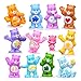 Rainbow Bear Figures 12pcs Cake Topper Toy, Bears Figurine Collection Playset with Wonderheart Bear, Funshine Bear, Cheer Bear