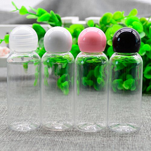 TOPWEL 30ml(1oz) Refillable Clear PET Plastic Essential Oil Bottle with Orifice Reducer and Mushroom Cap (5, Black cap) - Thumbnail 2