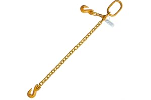 YELLOW LIFTING 3/8" x 5' G80 Adjustable Chain Sling with Grab Hook Single Leg Rated Capacity 7,100 LBS