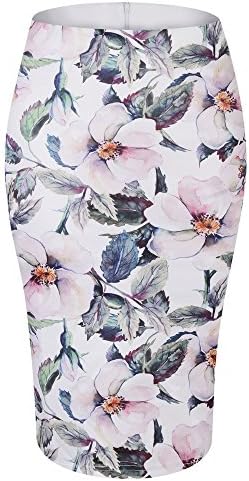 Women Print Midi Pencil Skirt for Office Wear (XXL, 108)