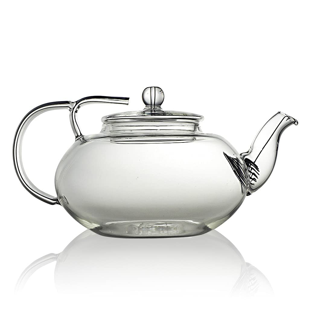 The Exotic Teapot - Lotus Glass Teapot, 400ml, 1 Cup Size, Coil Filter for Flowering or Loose Leaf Tea, Ultra Clear