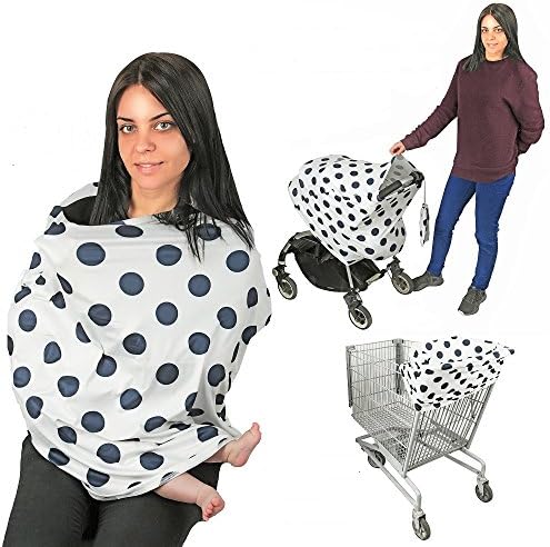 Nursing Breastfeeding Scarf Covid Protection, Face Shield, Car Seat Cover, Stroller Canopy, Shopping Cart, Hi-Chair. Soft Fabric (Navy)