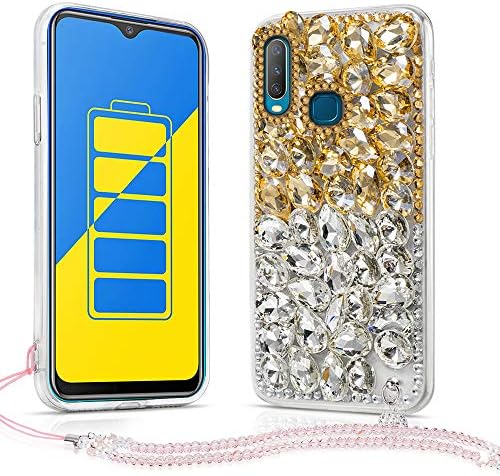 Scheam Fashion Yellow +White Phone Case Compatible with Vivo Y15, Drop Protection Backcover Durable Bumper Cover Vivo Y15 Yellow +White