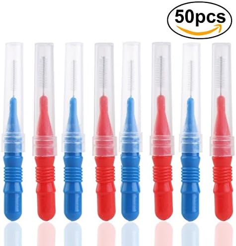PINK SNAKE Interdental Brush Cleaners,2.5mm Toothpick Between Teeth Brush Kit, 50 Pcs