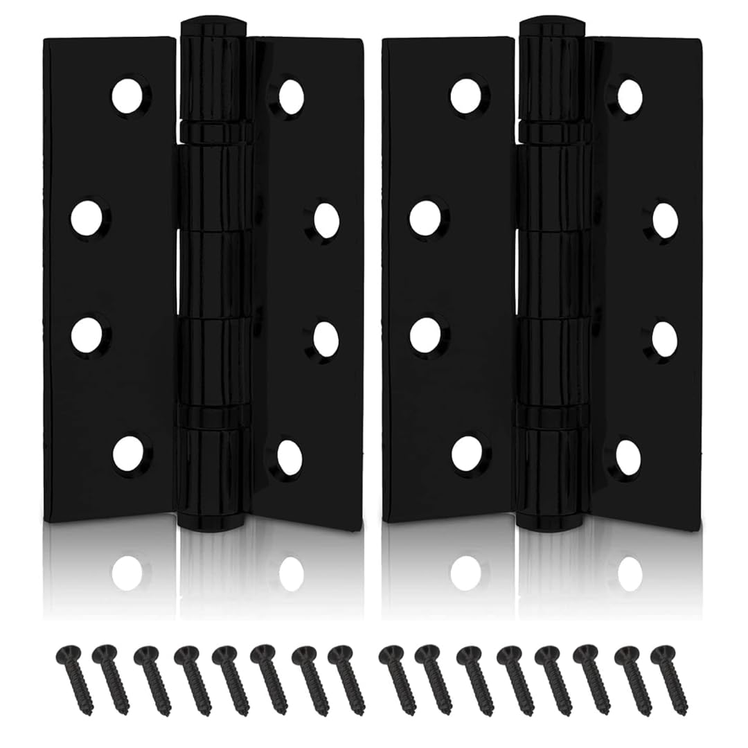 Genius® 4 Inch (100mm) Matt Black Heavy Duty Ball Bearing Hinges Stainless Steel Door Hinge for Wooden Doors (1 Pair)
