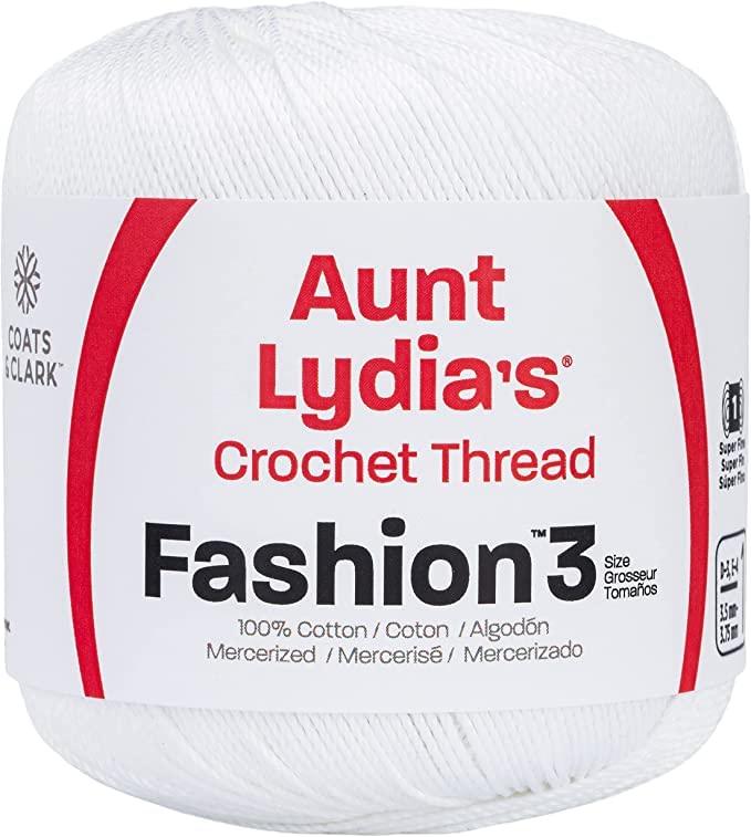 Aunt Lydia Fashion White Crochet - 3 Pack of 150y/137m - Cotton - Gauge 3 - Crochet