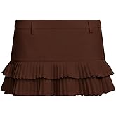 LTZYLS Pleated Skirts for Women Double Ruffle Mini Skirt Low Rise Sexy Pleated Skort for Going Out and Layered Ruffle Skirt