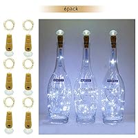 6 Pack 15 Led Wine Bottle Diamond Cork Lights, Fairy Mini Copper Bottle String Lights Battery Operated for DIY Christmas Halloween Wedding Party Indoor Outdoor Decoration, Cool White