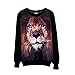 Womens Girls T-shirt 3d Animal Lion Print Long Sleeve Fleece Blouse Tops Tees