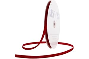 KRYVUS Red Velvet Ribbon 3/8 Inch x 25Yards, Nylon Vintage Velvet Ribbons Perfect for Christmas Decoration, Handmade Craft, Gift Wrapping, Bow Making, Bouquet Packaging