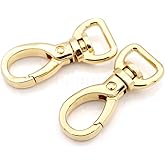 CRAFTMEMORE 2pcs Oval Snap Hooks Heavy Duty Metal Push Gate Swivel Lobster Clasp Keychain Clip Purse Making Accessories SC09 (1/2 Inch, Gold)