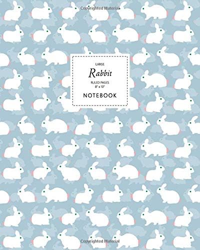 Rabbit Notebook - Ruled Pages - 8x10 - Large (Ocean Grey)