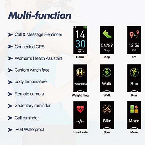 TOPLUS Fitness Tracker, Smart Watch, Heart Rate Monitor IP68 Waterproof Activity Tracker