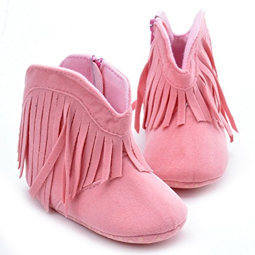 Estamico Baby Girls Cowboy Tassel Boots Pink US 4