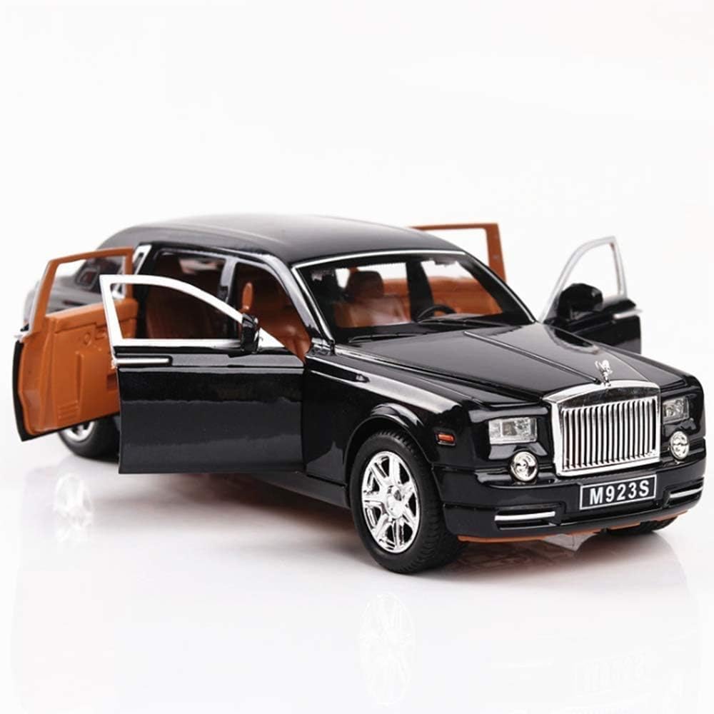 Zhangl Rolls-royce Phantom Model Die-cast Car 1:24 Alloy Pull Back Car Children's Toy with Openable Door Realistic Sounds and Lights for Boy Free Barricade Card,Black