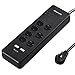 DEWENWILS 7-Outlet Surge Protector Power Strip with 2 USB Ports, 6 Ft Flat Plug Extension Cord, 15A Circuit Breaker, 1780 Joules Surge Protection for Home/Office, Wall Mount, UL Listed, Black