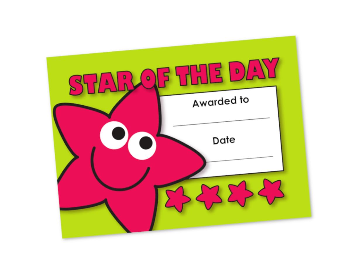 A6 Mini Certificate - Star Of The Day - Pack Of 64