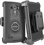LG G4 Case, BENTOBEN Hybrid Dual Layer Combo Armor Heavy Duty Rugged Protective Case with Built-in Rotating Kickstand Swivel Belt Clip Holster for LG G4,Black