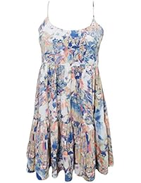Evelyn Womens Summer Dress Blue Printed Crossback Flare Loose Casual Resort Fashion Sundress