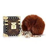 AirPods Case Trunk Luxury Leather Shockproof Silicone Cute Airpods 2 Cover with Keychain Designer Air pod 2 Case for Apple Airpod 1 & 2 Protective Cover for Girls Man Women - Dark Brown