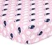 Pink, Navy Blue, White Whales Print Fitted Crib Sheet - 100% Cotton Baby Girl Nautical Sealife Theme Nursery and Toddler Bedding