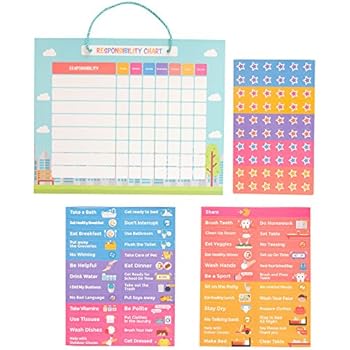 pneat Good Behavior Chart | Chore Chart | Magnetic Responsibility Chart for Wall or Refrigerator | 51 Chores 60 Magnetic Stars | Chore Charts for Kids | Reward Chart