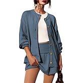 KGGT Women's Sweater Set Long Sleeve Knit 2 Piece Outfits Button Down Casual Cardigan and Skort Lounge Sets