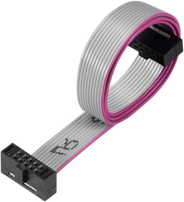 sourcing map IDC Wire Flat Ribbon Cable FC/FC Female Connector A-type 10Pins 1.27mm Pitch 20cm Length, Pink