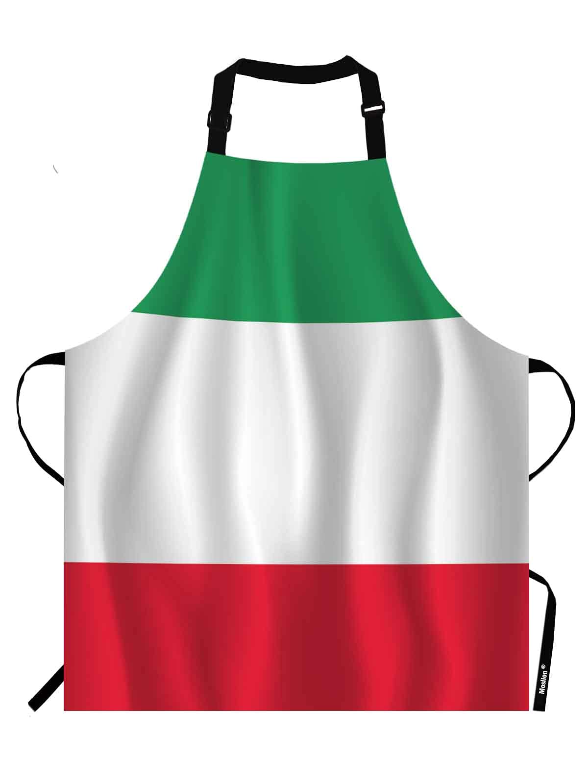 Moslion Italian Flag Apron,Stripe Flag with Green White Red Color Apron,Adjustable Neck Bib for Men Women,Suitable for Kitchen Cooking Waitress Chef