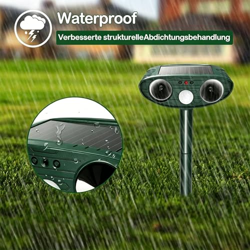 Répulsif Chat Ultrason, Repulsif Chat Solaire & Répulsif Ultrason Anti Rongeurs Étanche, Repulsif Chat Exterieur avec Détecteur de Mouvement pour Anti Chats Chiens Souris Animaux Sauvages