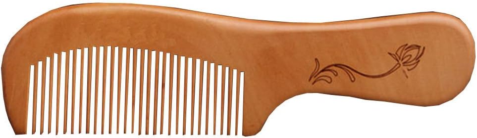 Natural Wooden Beard Comb Pocket Size Moustache and Hair Combs Anti-static Comb for Men & Women Hair Care Tools (Thinning with handle)