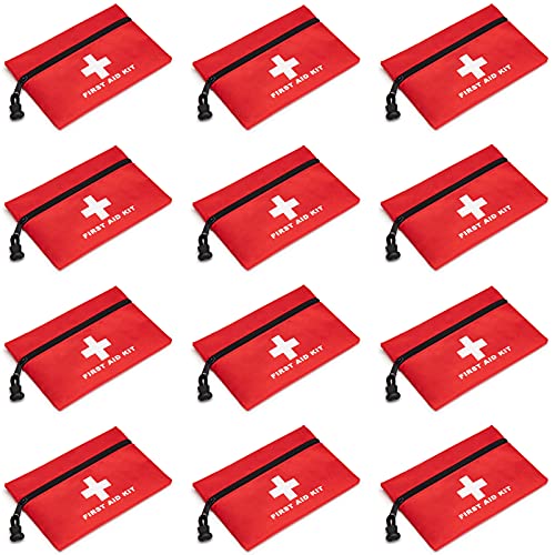 Jipemtra First Aid Bag Tote Empty Small Red First Aid Kit Bag Outdoor Travel Rescue Pouch First Responder Storage Survival Medicine Bag Pocket Container (Red 7.9x5.5 12PCS) — image 1