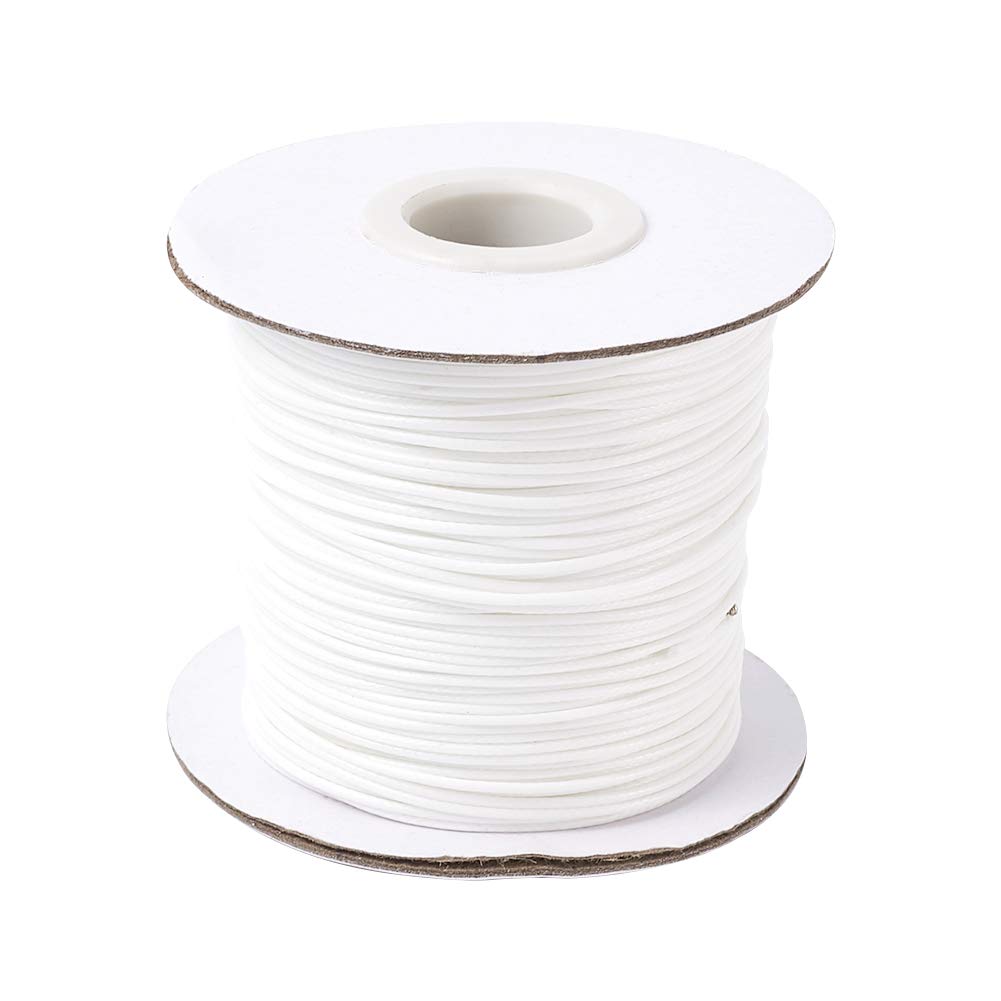 Pandahall 85 Meters/Roll 1mm Braided Waxed Polyester Cord String DIY Jewelry Craft Macrame Making Beading Thread Rope with Spool (Ivory)