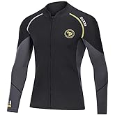 Wetsuit Top Men&Women 1.5mm/3mm Neoprene Wetsuits Jacket,Front Zipper Long Sleeves Diving Suit for Swimming,Snorkeling,Scuba Diving,Surfing