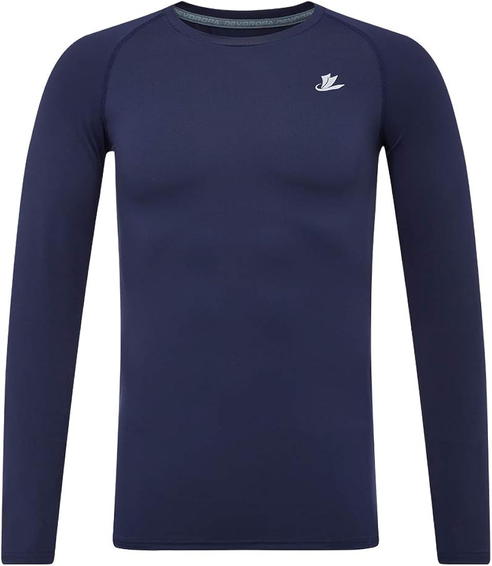 DEVOROPA Youth Boys Compression Shirt Long Sleeve Football Baseball Undershirt Quick Dry Sports Baselayer: Clothing
