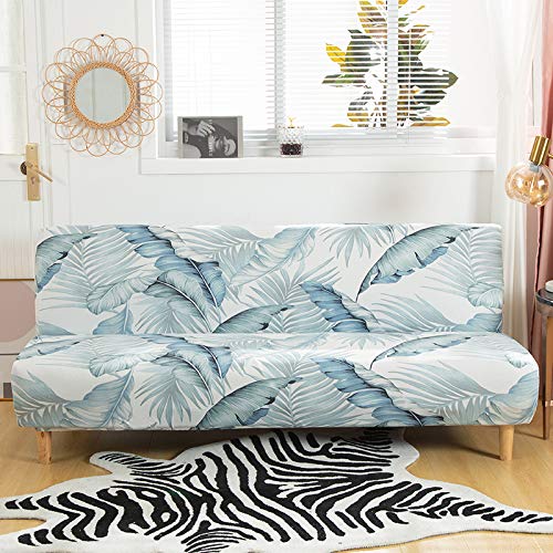 Mingfuxin Armless Sofa Bed Cover, Spandex Stretch Futon Slipcover Protector, Non-Slip Elastic Folding Couch Sofa Shield Fits for 2-3 Seater Folding Sofa Bed without Armrests(Printed #2902)