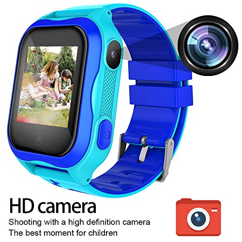 Kids Smart Watch Phone for Girls Boys with GPS Locator Pedometer Fitness Tracker Touch Camera Games Flashlight Anti Lost Alarm Clock Birthday Gift (03 Blue Waterproof)