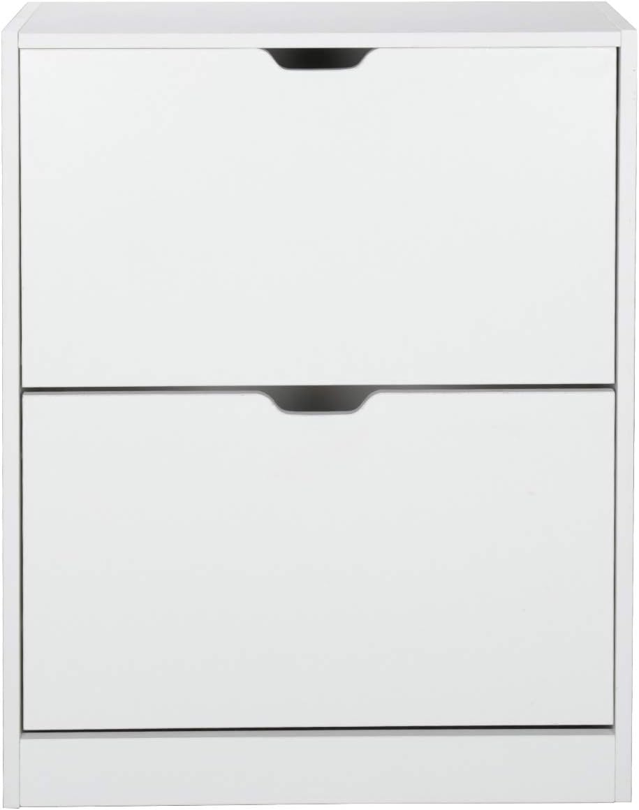 Wolketon Shoe Cabinet 2 Drawer Removable Wooden Shoe Rack for Hallway Bedroom Entryway Shoe Storage White