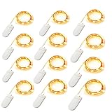 Dreamworth Pack of 12 LED Moon Lights 30 Micro Starry LEDs on Copper Extra Thin Copper Wire, 2 x CR2032 Batteries Included, 10 Ft (3m) for DIY Wedding Centerpiece or Table Decorations (Warm White)