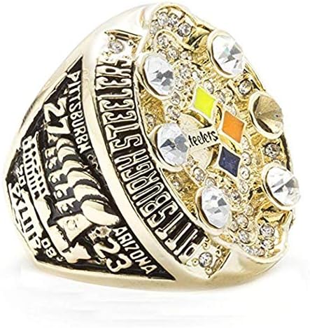 Wibbosad Man's Gemstone Stainless Steel 2008 Year Pittsburgh Steelers Championship Rings