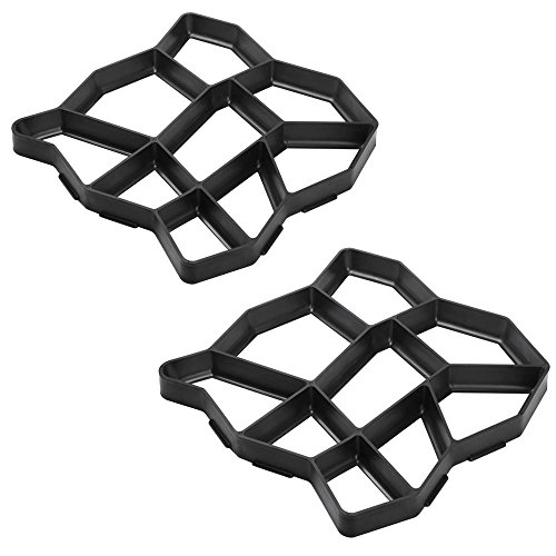 go2buy 2 Pack Plastic Pathmate Walk Way Paver Concrete Stone Mould Paving Mold Black, 16.7 x 16.5 x 1.5'' - Thumbnail 4