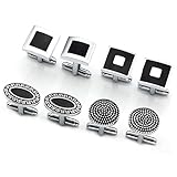 PiercingJ 4 Pairs Set Stainless Steel Exquisite GQ Classic Cufflinks