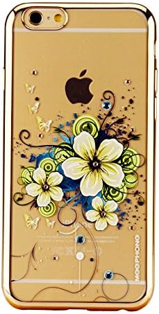 Iphone 6 Plus/ 6s Plus Case, Soft Flexible TPU Electroplate Transparent Bling Flower Crystal Rhinestone Diamond Skin Scratch-proof Protective Case for Apple 5.5 Inch (Blossom)